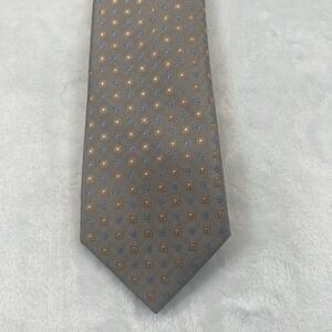 Ryan Seacrest Distinction 100% Silk Men's Neck Tie Tan W/Orange And Blue